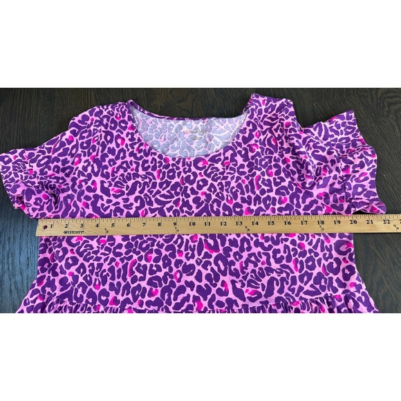 Lilly Pulitzer Jodee Dress Purple Pink‎ Leopard Print Tiered Knit Dress sz L - Picture 6 of 8
